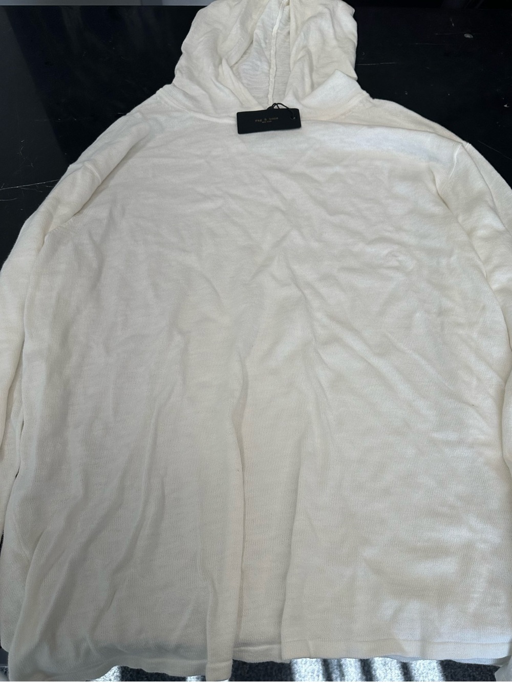 RAG & BONE CHALK LINEN BLEND CLASSIC HOODIE MENS XXL